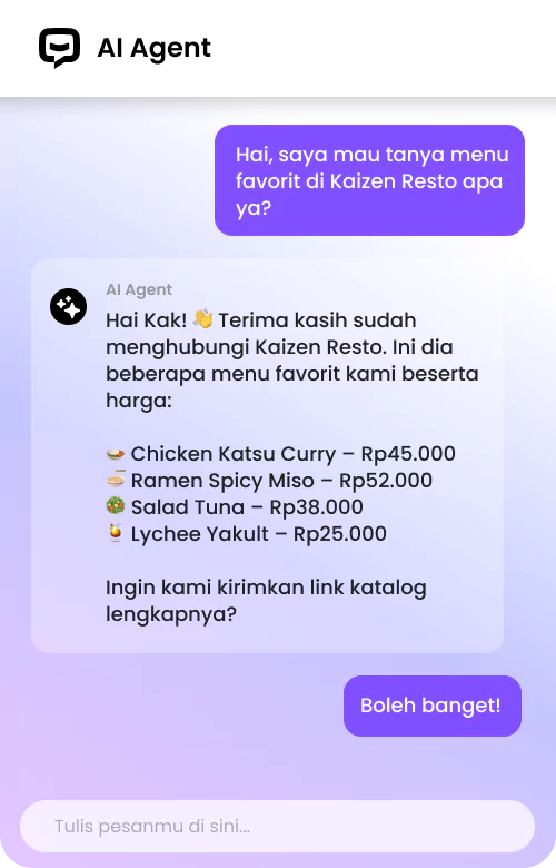 Restoran chat mockup